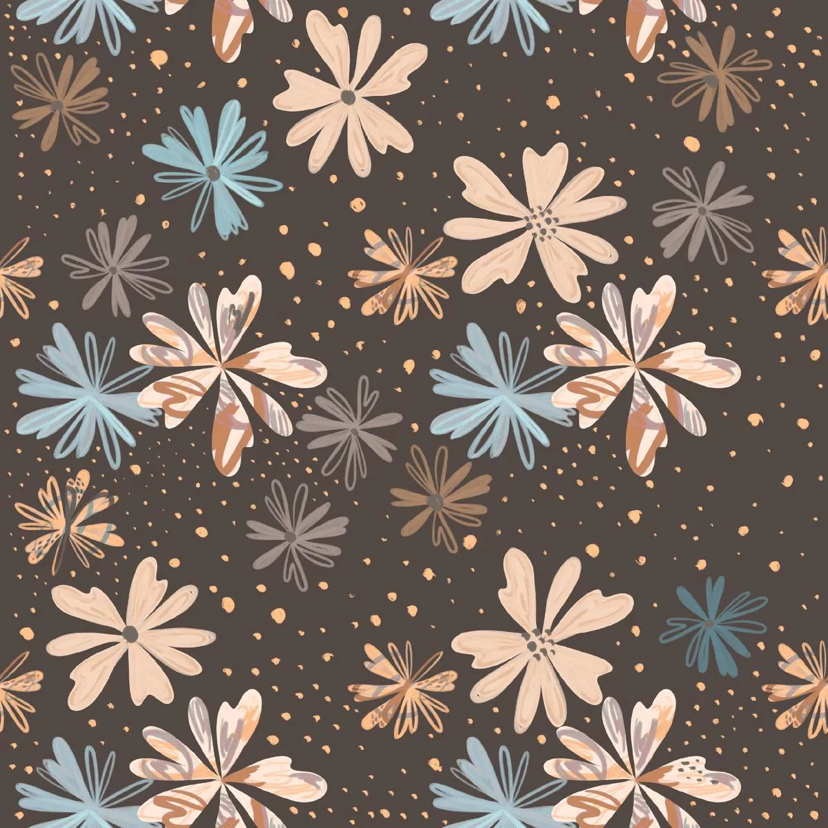 ettavee-scribble-floral-in-chocolate-fabric EttaVee Scribble Floral in Chocolate Fabric