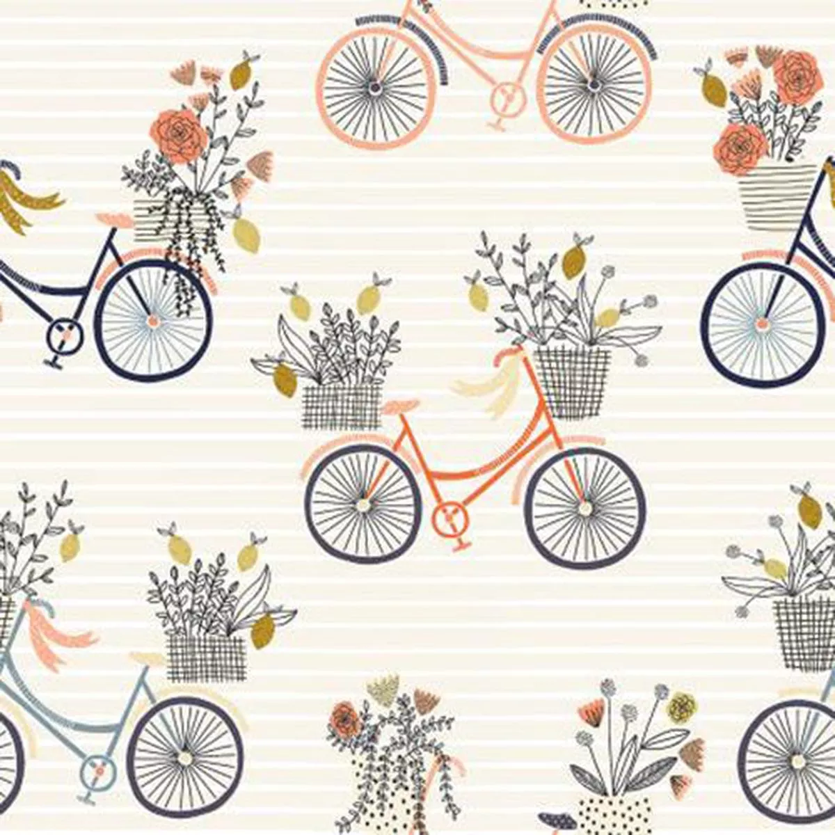 evening-ride-bikes-on-tan-cotton-fabric Evening Ride Bikes on Tan Cotton Fabric