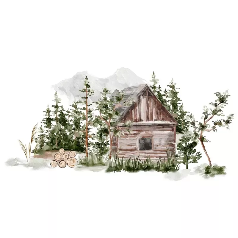evergreen-forest-scene-7-fabric-panel Evergreen Forest Scene #7 Fabric Panel