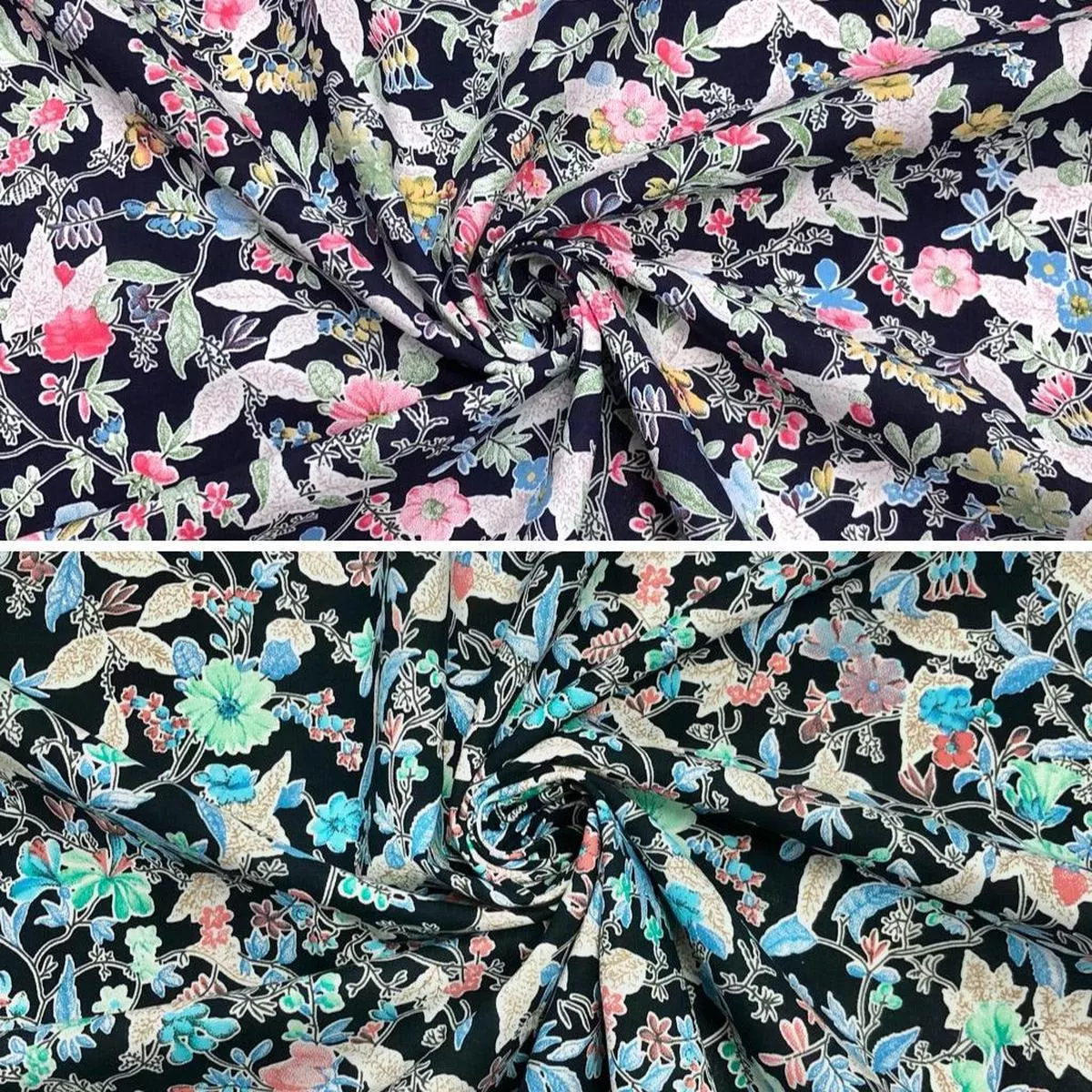 exquisite-floral-on-navy-cotton-lawn-fabric Exquisite Floral on Navy Cotton Lawn Fabric