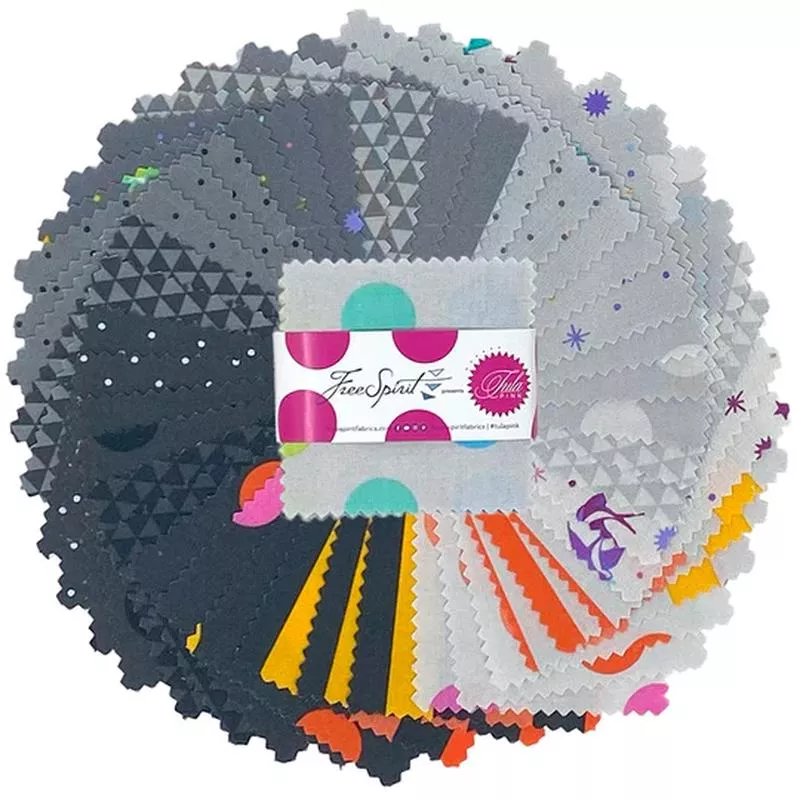 Fabric FreeSpirit Tula Pink Graywork 2.5″ Mini Charm Pack FB18MCTP.GRAYWORK