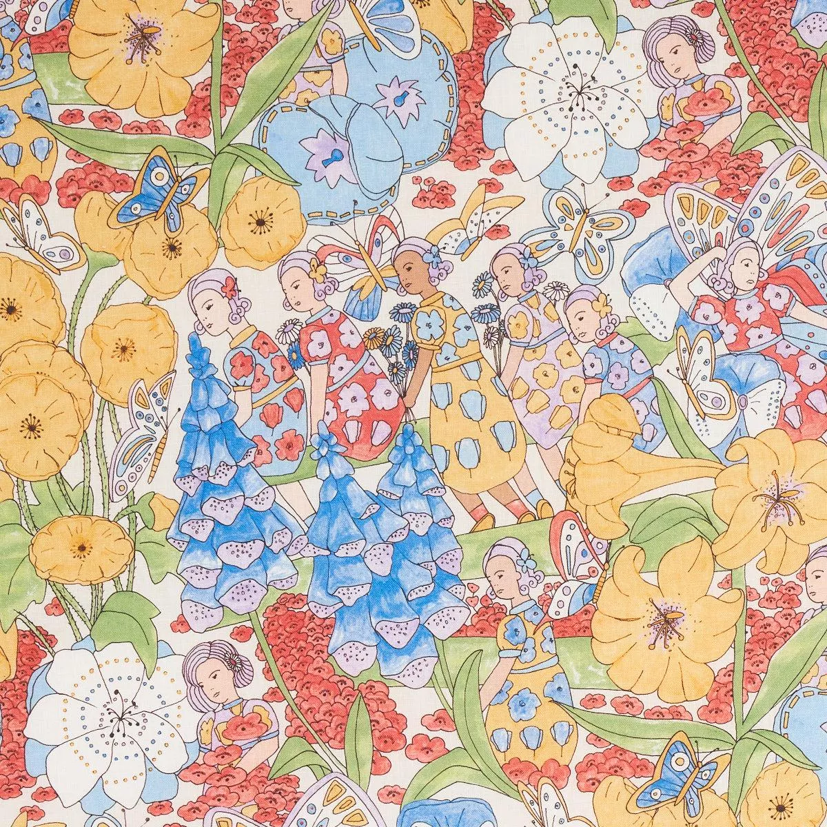 fairie-garden-yellow-ivory-fabric Fairie Garden Yellow and Ivory Fabric