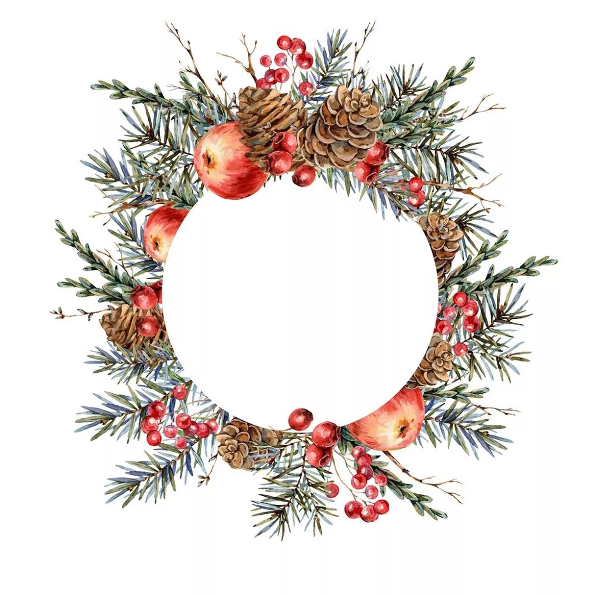 fir-branch-berry-wreath-fabric-panel-variation-2 Fir Branch Berry Wreath Fabric Panel Variation 2