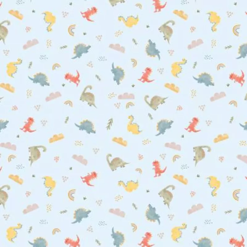 Flannel Dinos Sky Cotton Fabric
