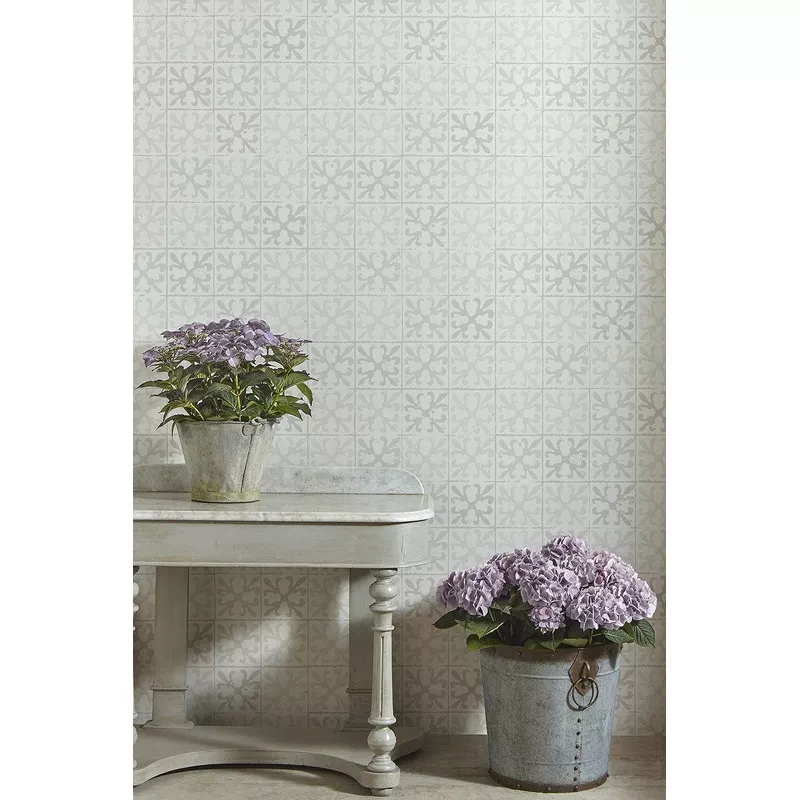fleur-de-lys-tile-vintage-grey-wallcovering Fleur de Lys Tile – Vintage Grey Wallcovering