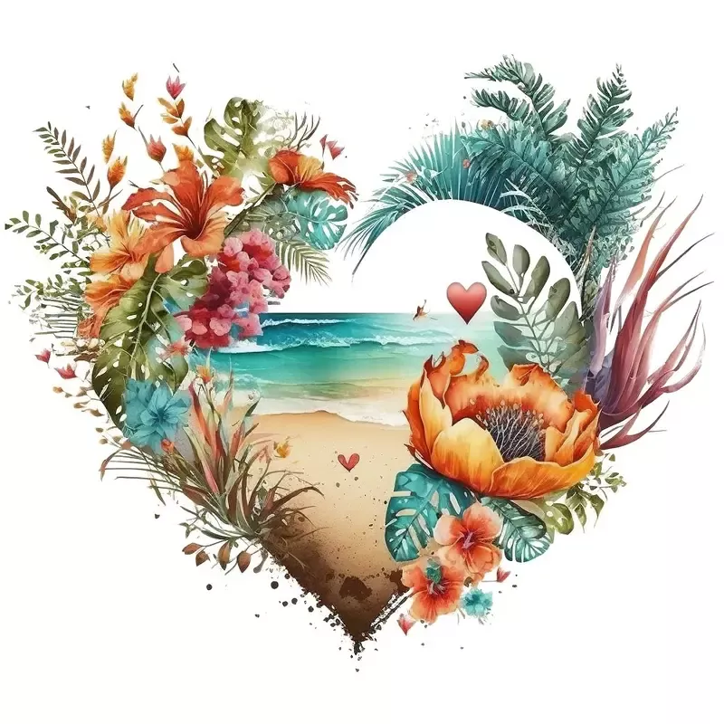 floral-beach-heart-1-fabric-panel Floral Beach Heart #1 Fabric Panel