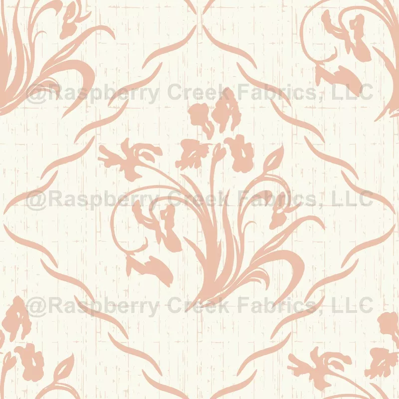 Floral Block Print Wallpaper – Peach On Ivory