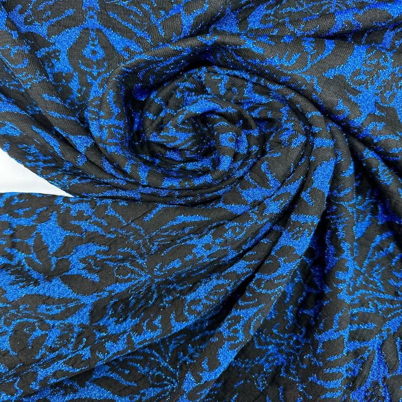 floral-blue-black-lurex-jacquard-knit Floral Blue-Black Lurex Jacquard Knit