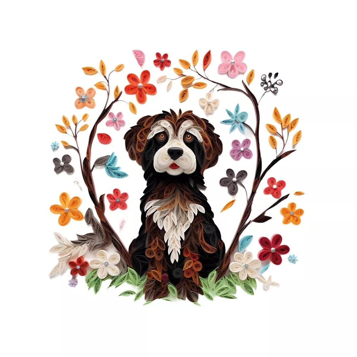 floral-dogs-10-fabric-panel Floral Dogs #10 Fabric Panel