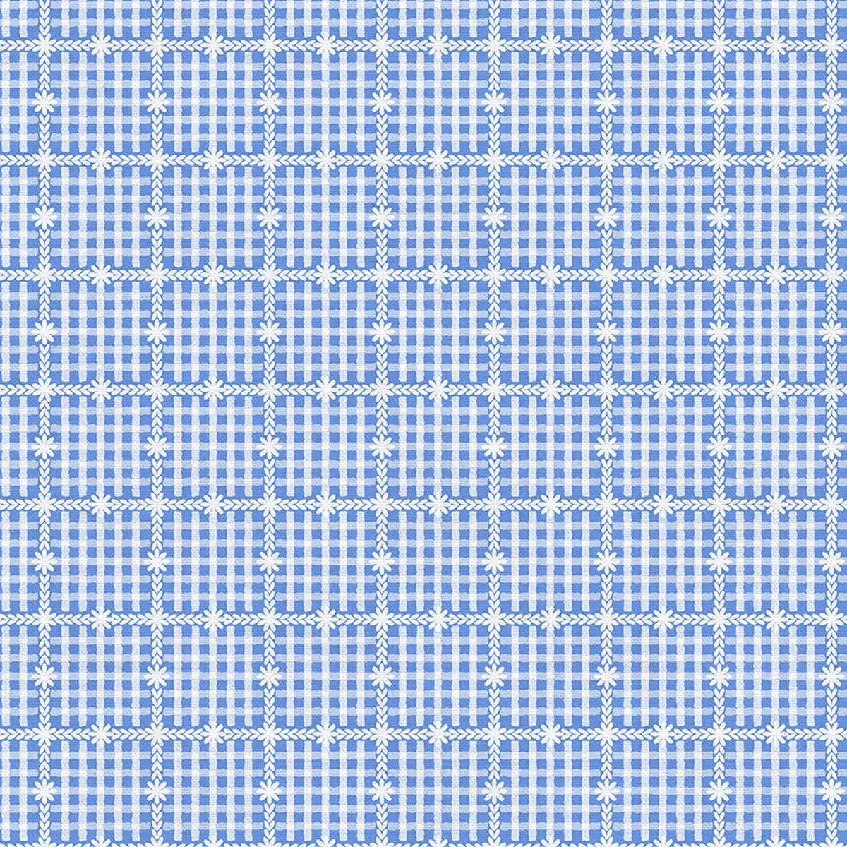 floral-gingham-blue-double-gauze-15-yard Floral Gingham – Blue – Double Gauze – 15 Yard