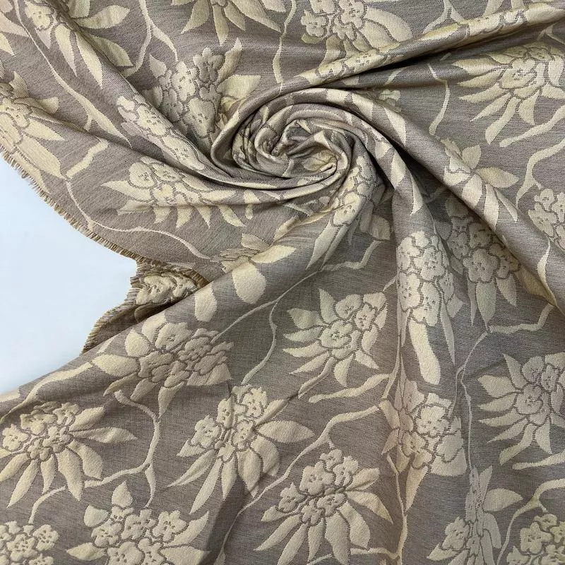 floral-golden-gray-polyester-jacquard Floral Golden Gray Polyester Jacquard