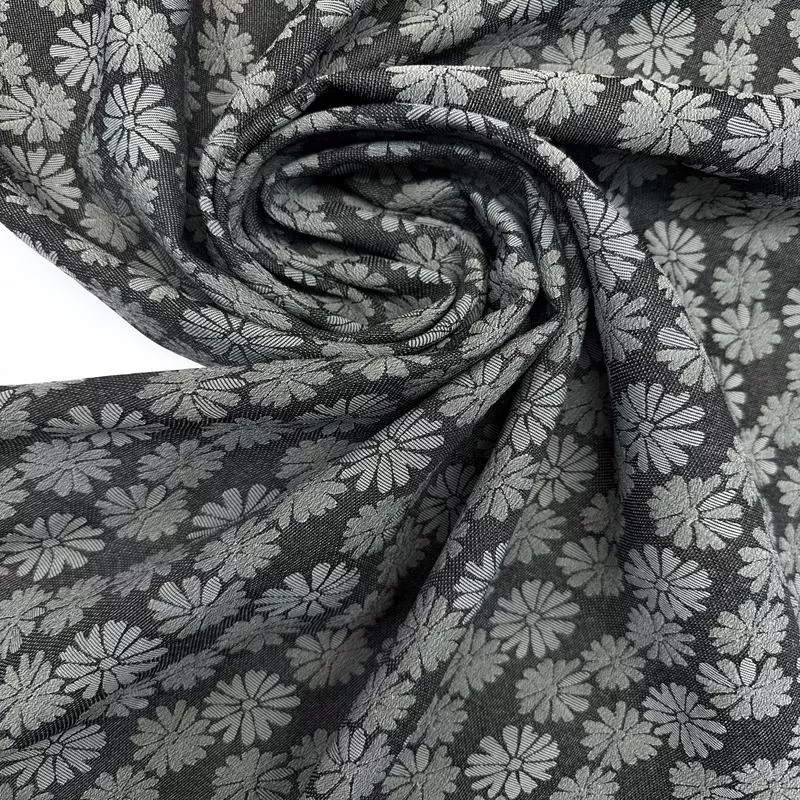 Floral Gray Viscose Jacquard