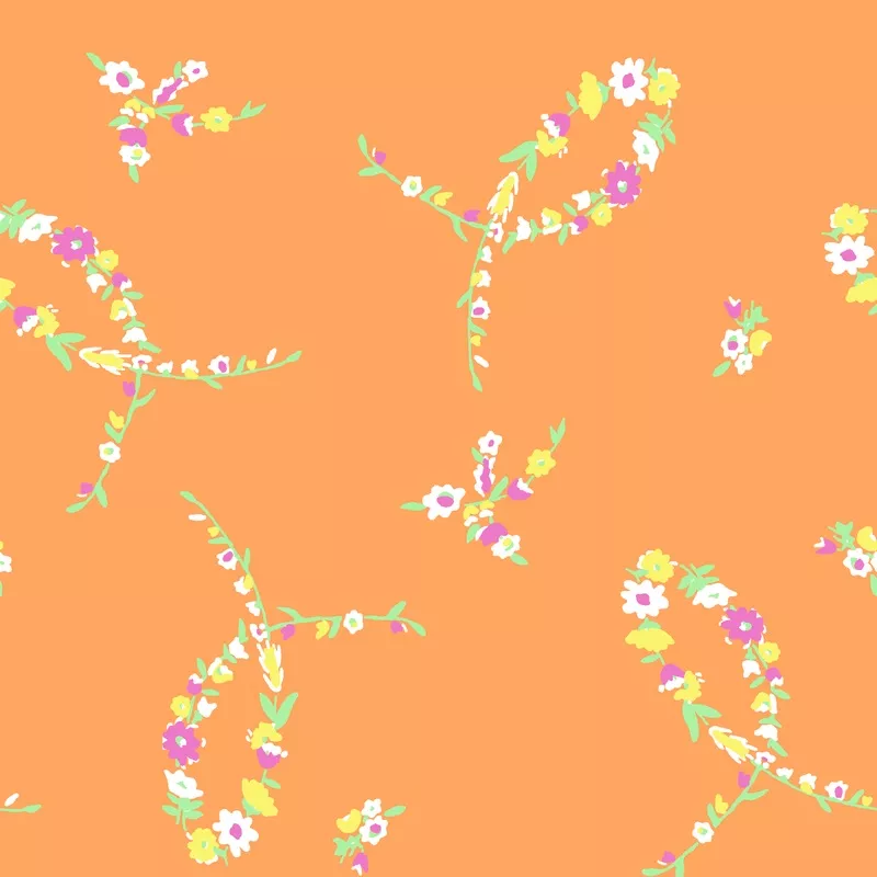 floral-loops-on-orange-fabric Floral Loops on Orange Fabric