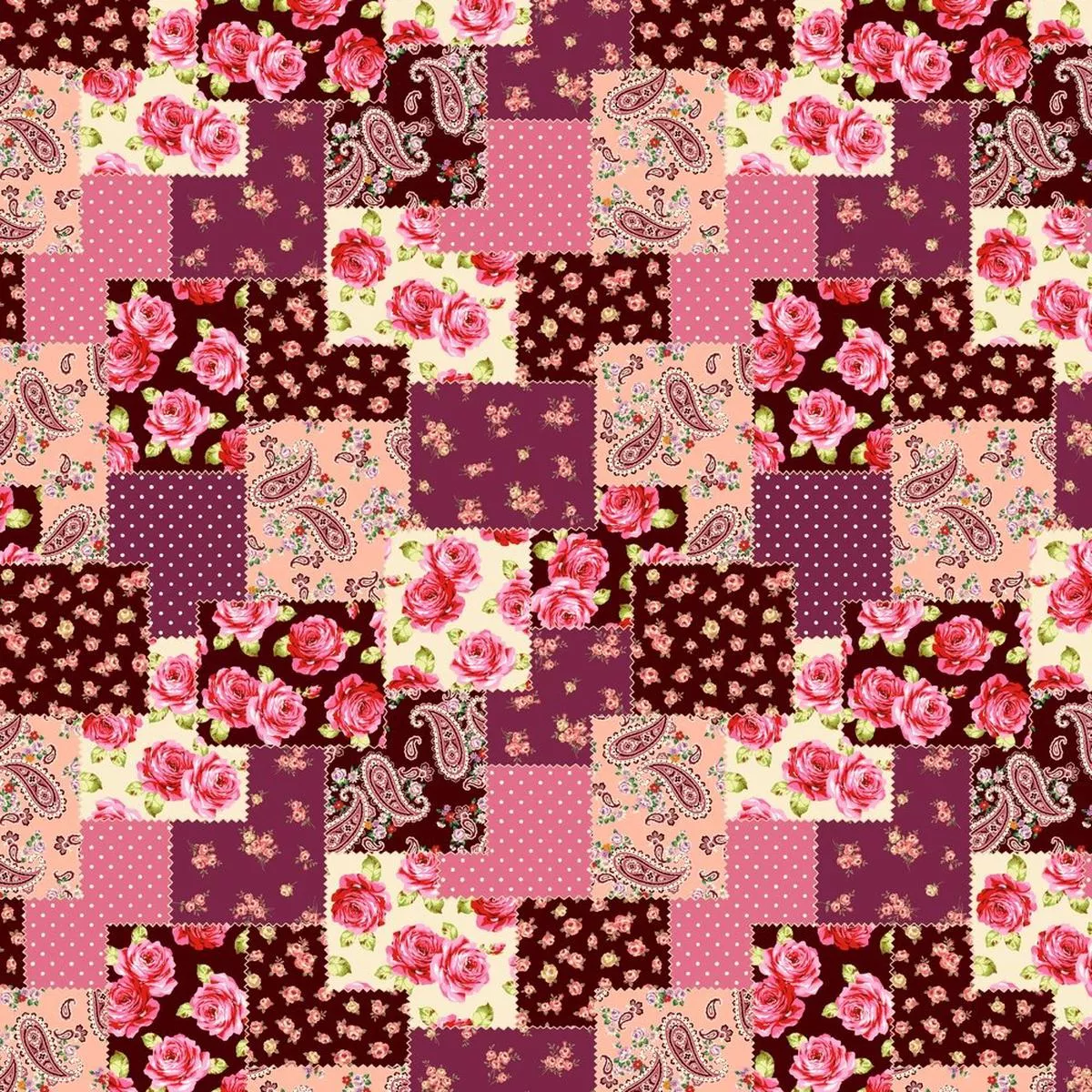 floral-paisley-patchwork-fabric-berry Floral Paisley Patchwork Fabric – Berry
