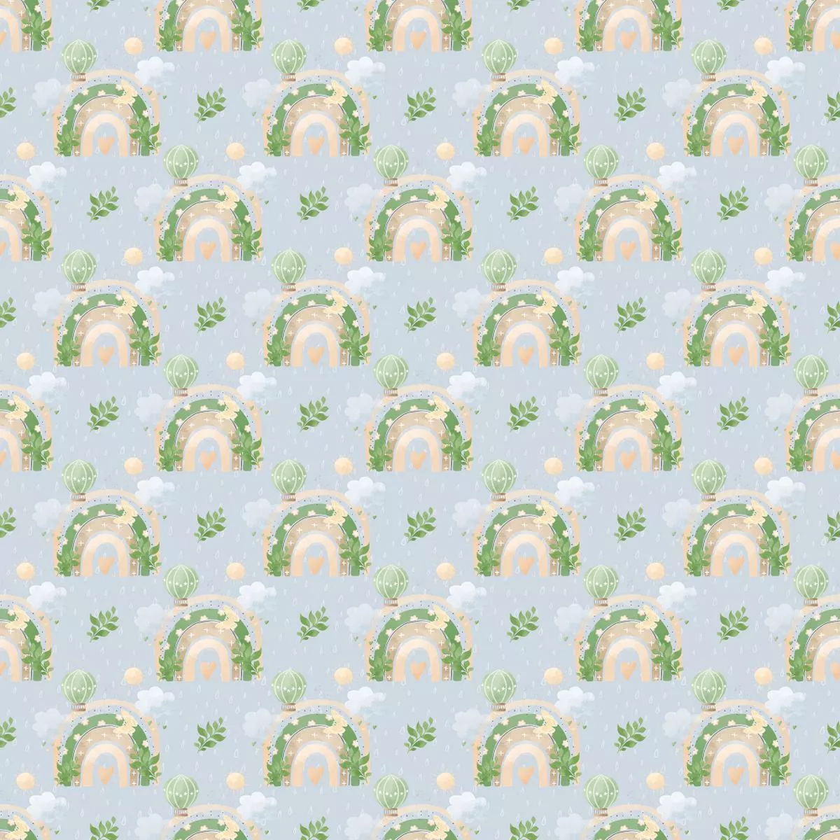 Floral Rainbows on Raindrop Fabric – Grey