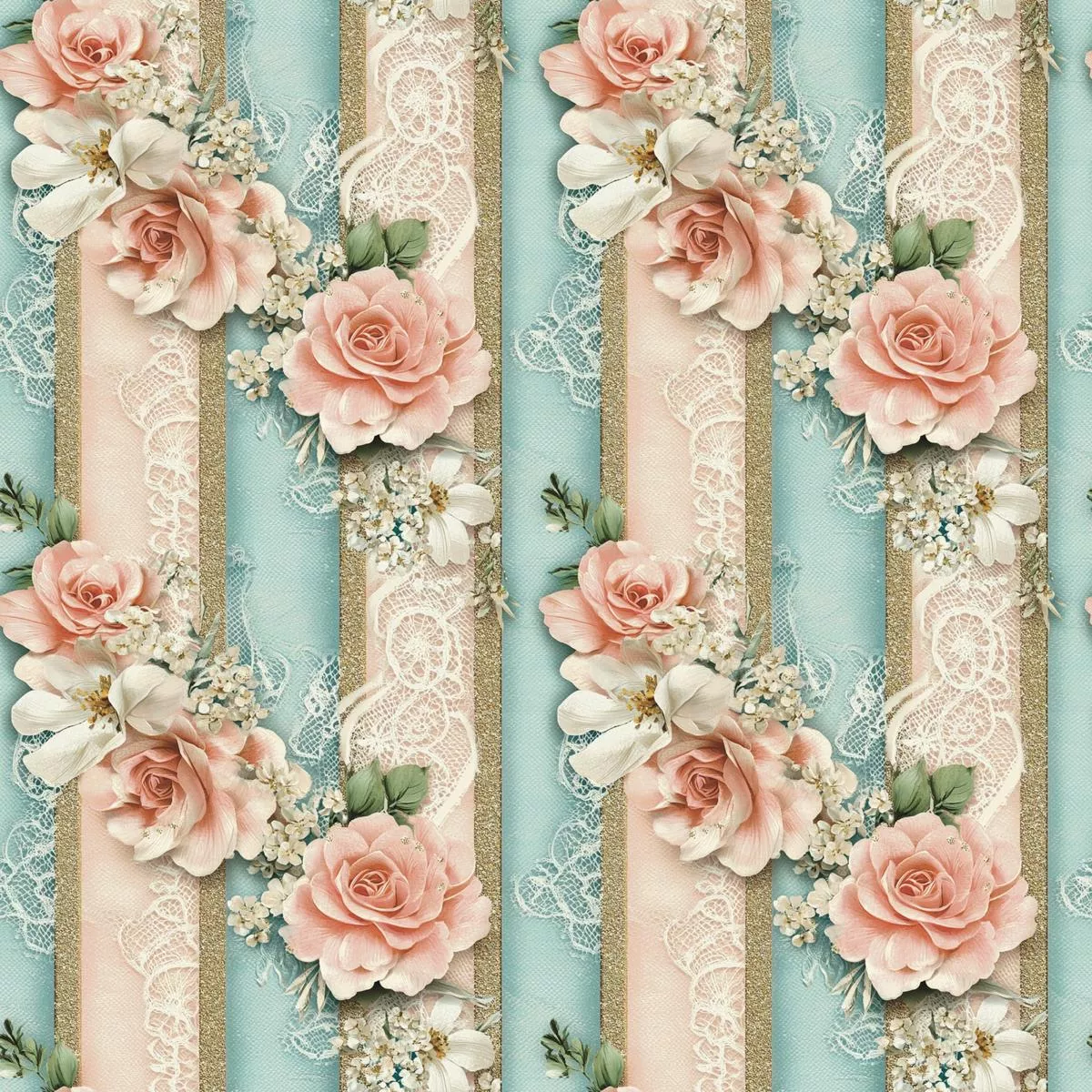 Floral Stripes Pattern 5 Quilting Cotton Fabric