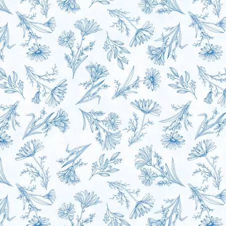 Floral Toile White || Blissful Blues