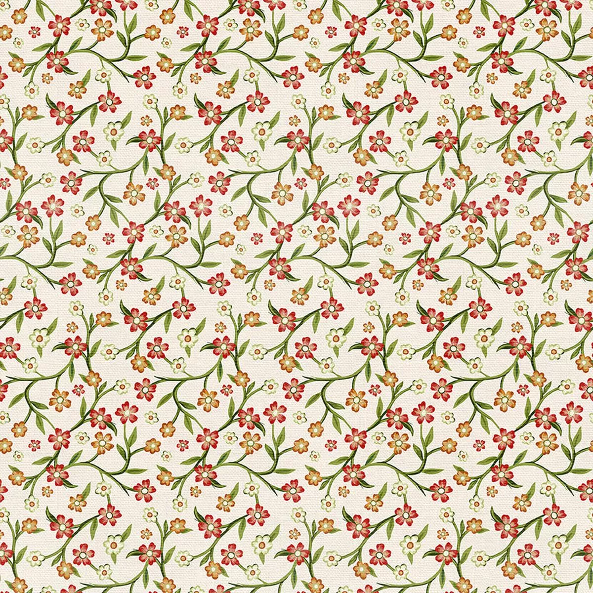 Floral Vines – White/Red – Double Gauze