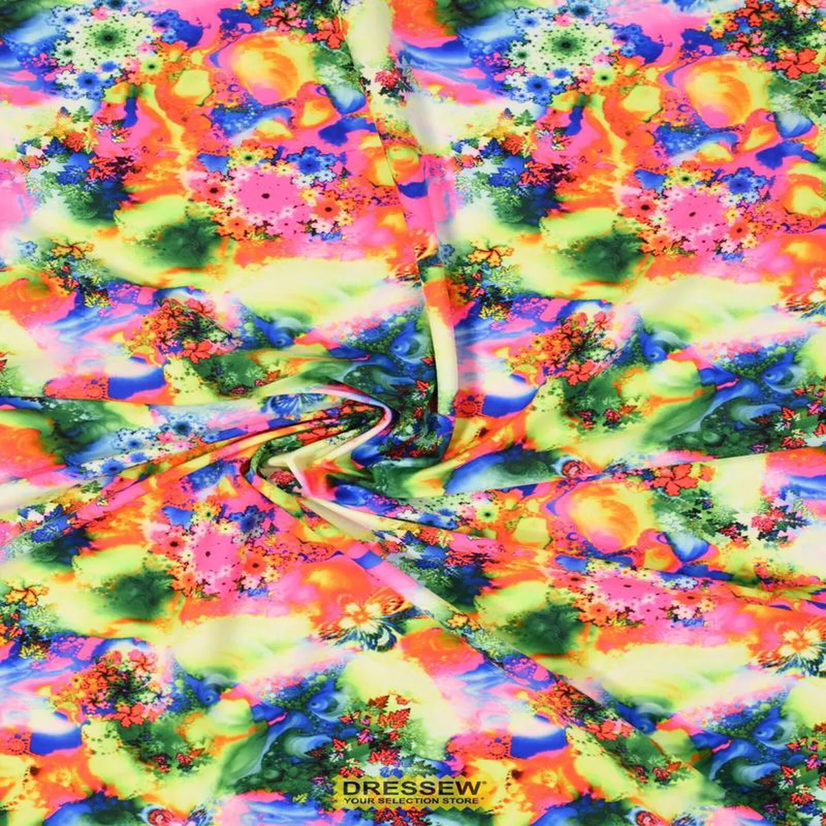 Flower Power Lycra Lime Multi