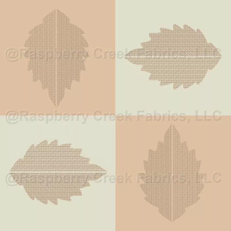 Folk Leaf Grid Botanical Pattern in Vanilla and Moon MistModern Neutral Botanical Fabric