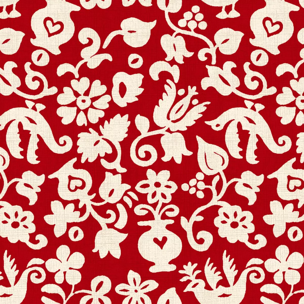 folklore-flourish-cranberry-folk-art-fabric Folklore Flourish – Cranberry Folk Art Fabric