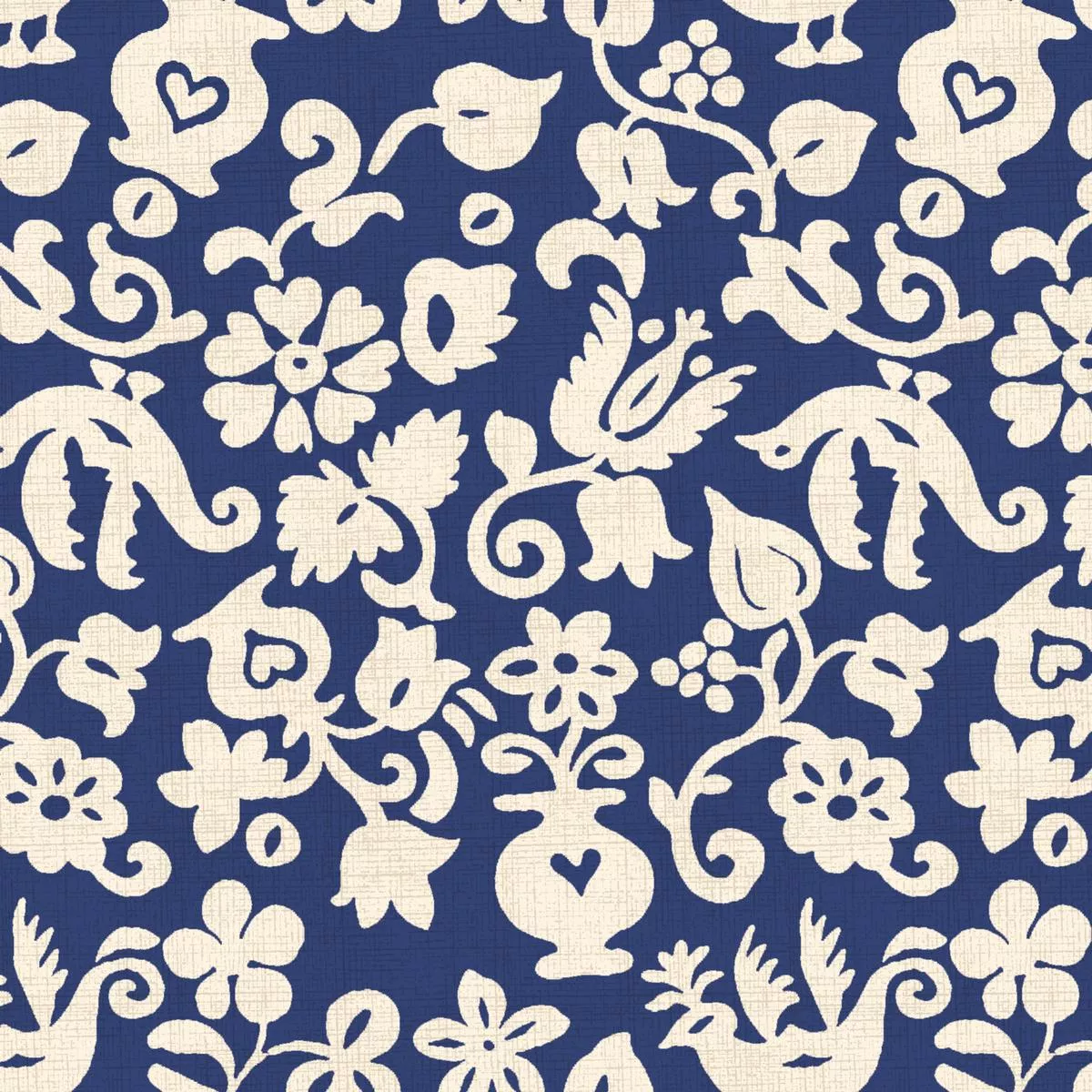 folklore-flourish-navy-folk-art-fabric Folklore Flourish – Navy Folk Art Fabric
