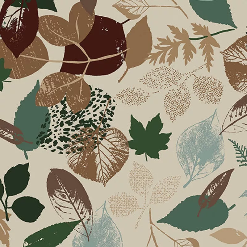 Forest Leaves Tan Fabric