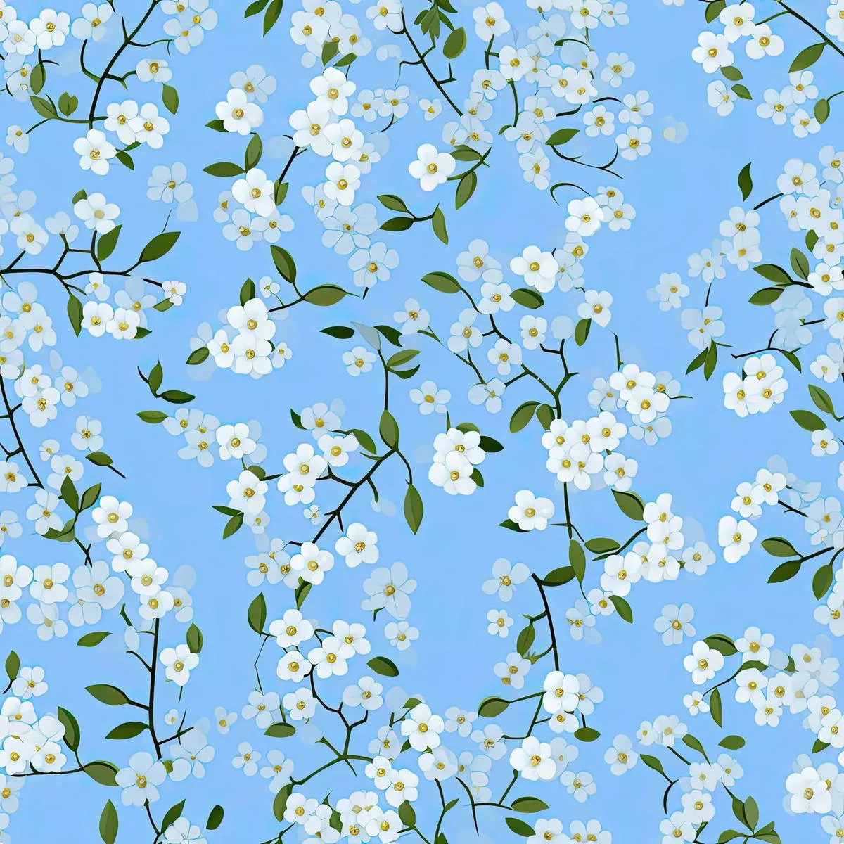 Forget Me Not Blue Florals Pattern 2 Quilting Cotton Fabric