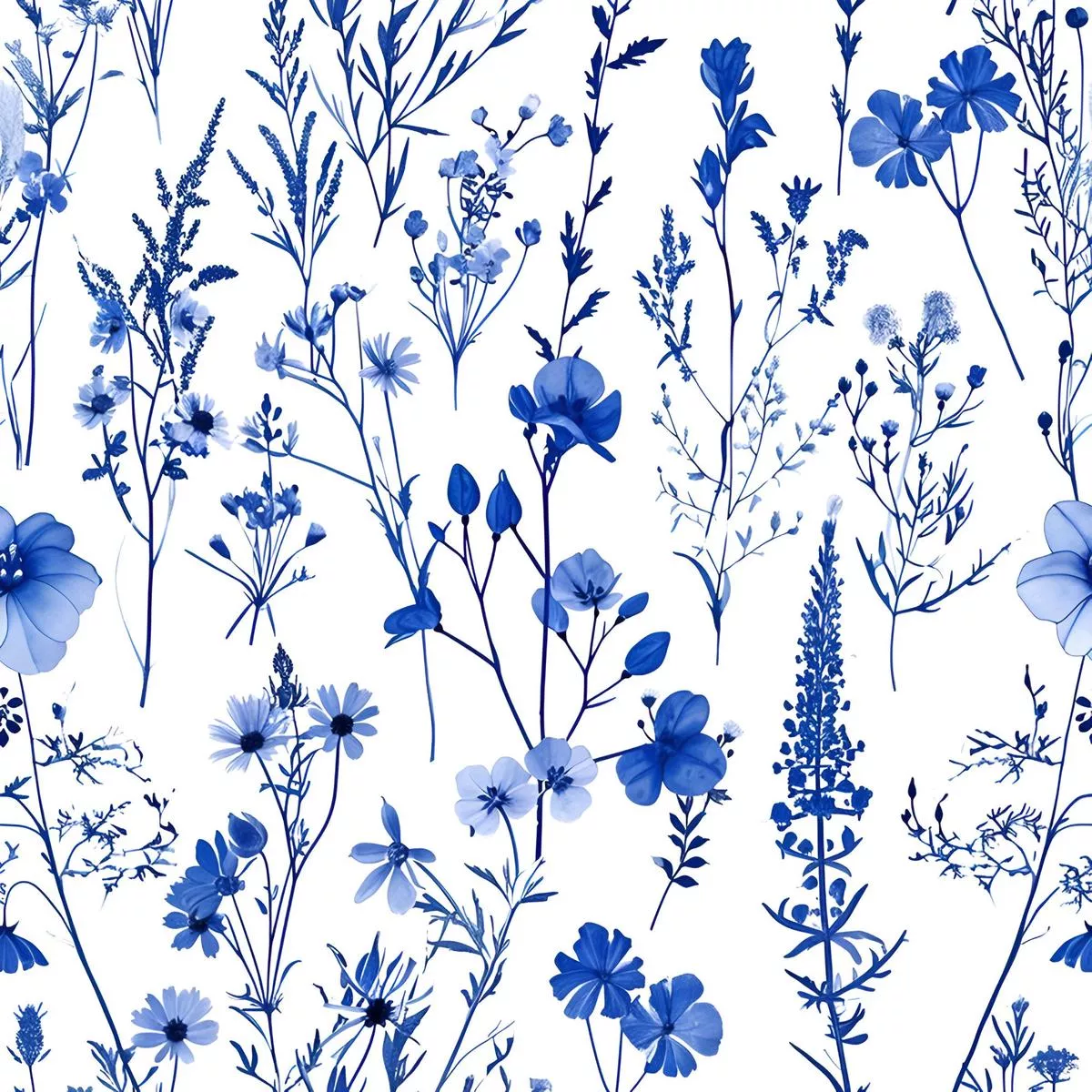 French Blue Cottagecore Pattern 12 Quilting Cotton Fabric