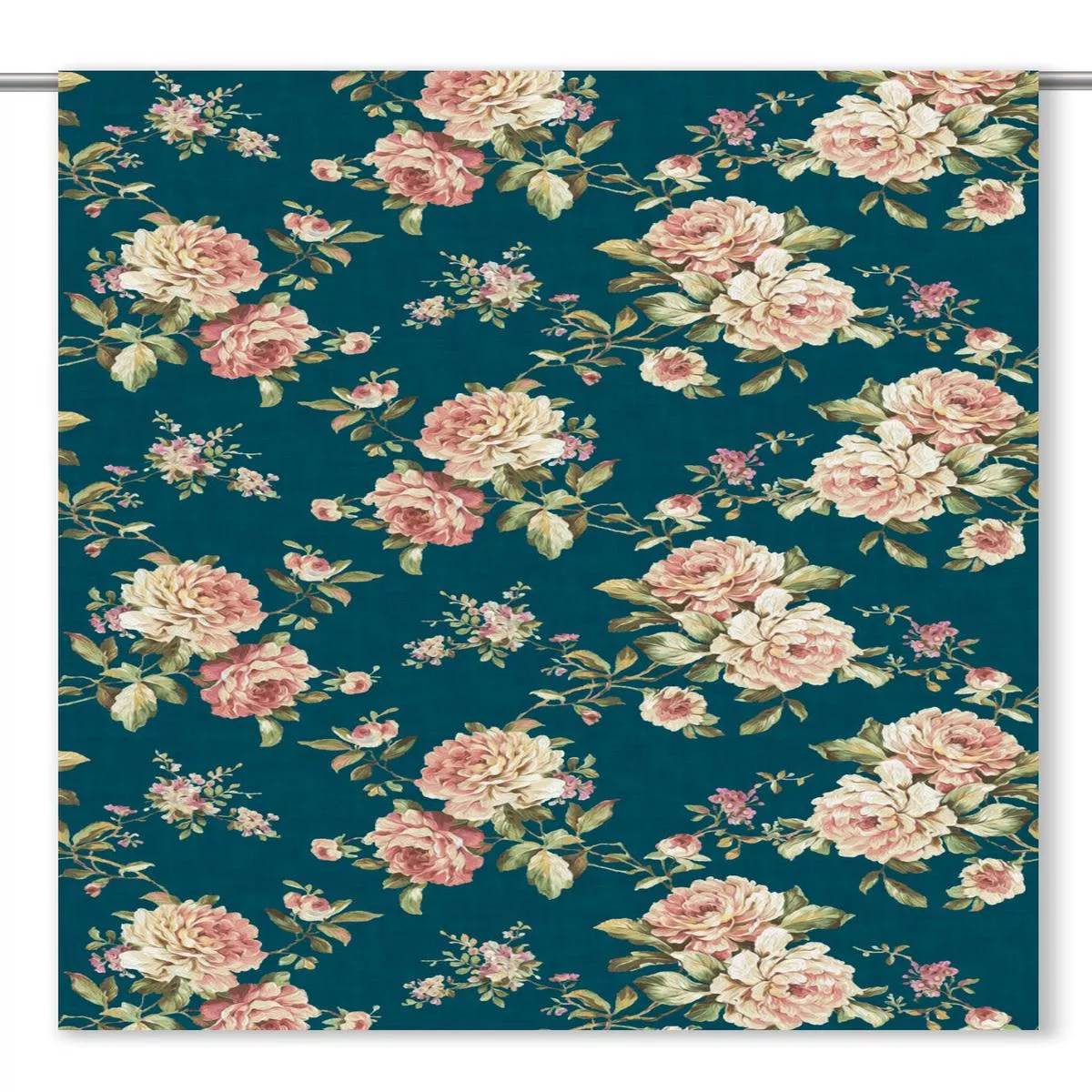 fresh-teal-fabric-by-yard-deep-teal-blush-pink-pale-green ‘Fresh Teal’ Fabric by the Yard (Deep Teal/ Blush Pink/ Pale Green)