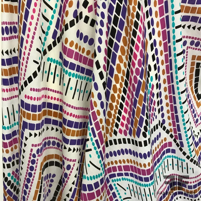 Geometric Border Printed Silk Georgette – Multicolor