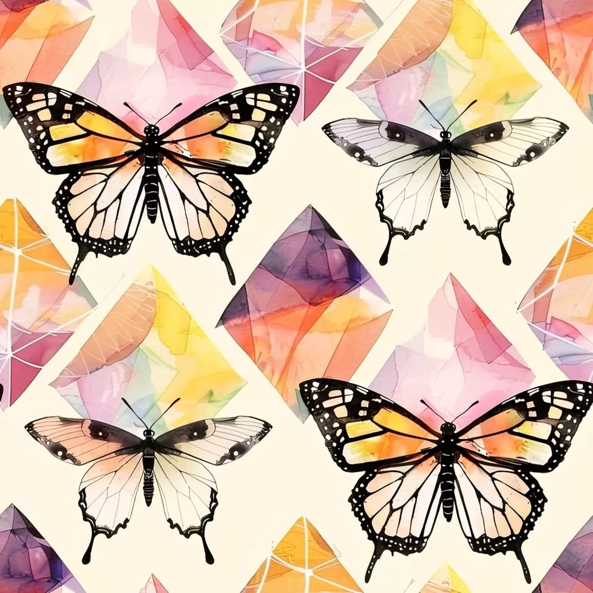Geometric Butterflies Pattern 6 Quilting Cotton Fabric