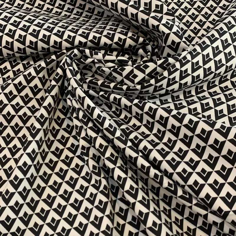 Geometric Cotton Spandex Stretch Twill Fabric