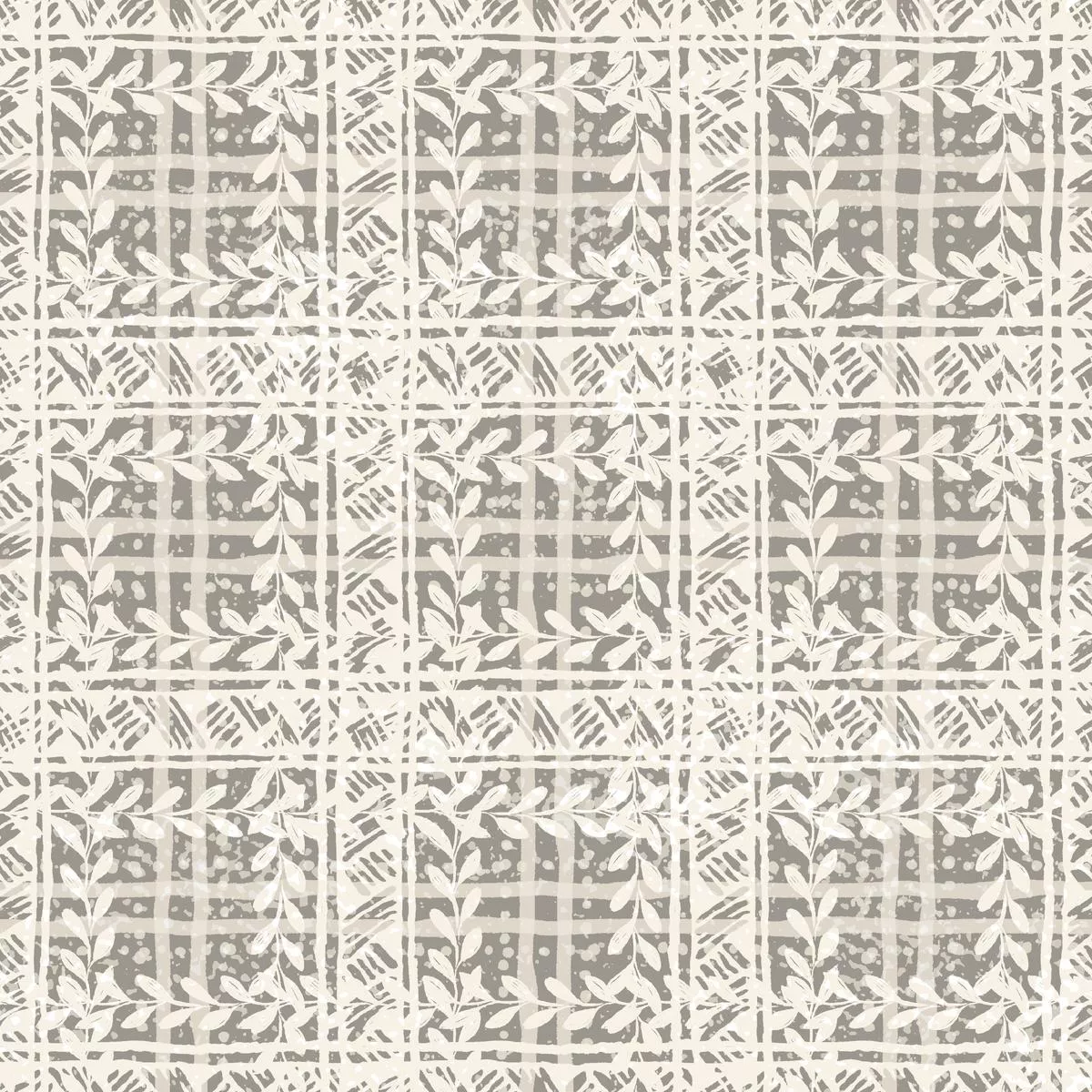 Geometric Maze Tribal in Grey Fabric