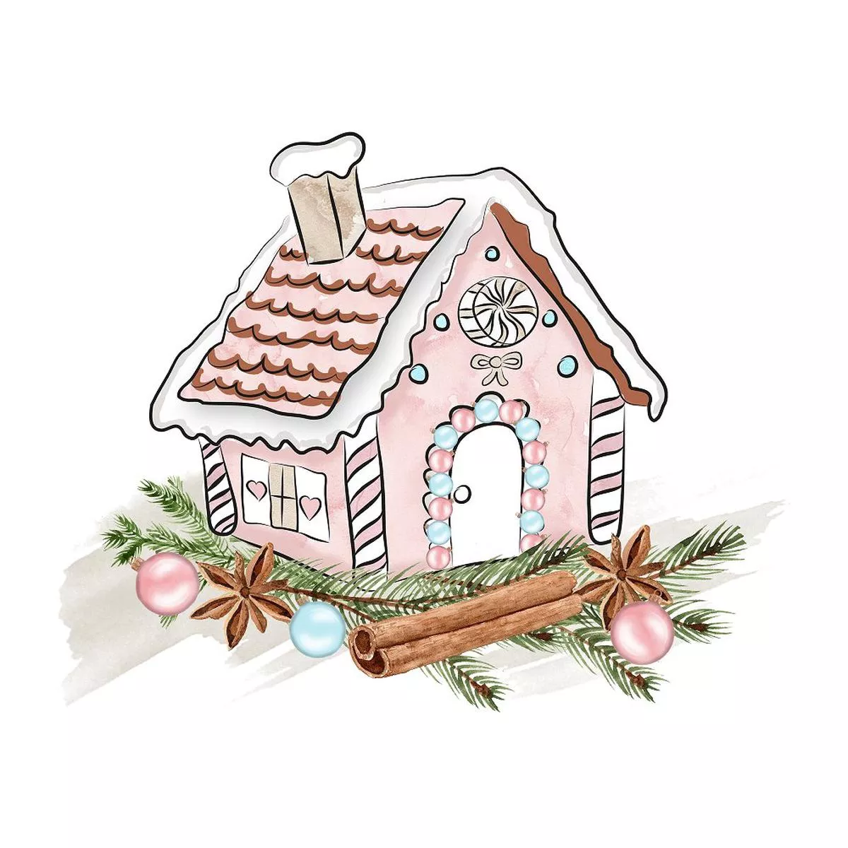 gingerbread-house-scene-fabric-panel Gingerbread House Scene Fabric Panel