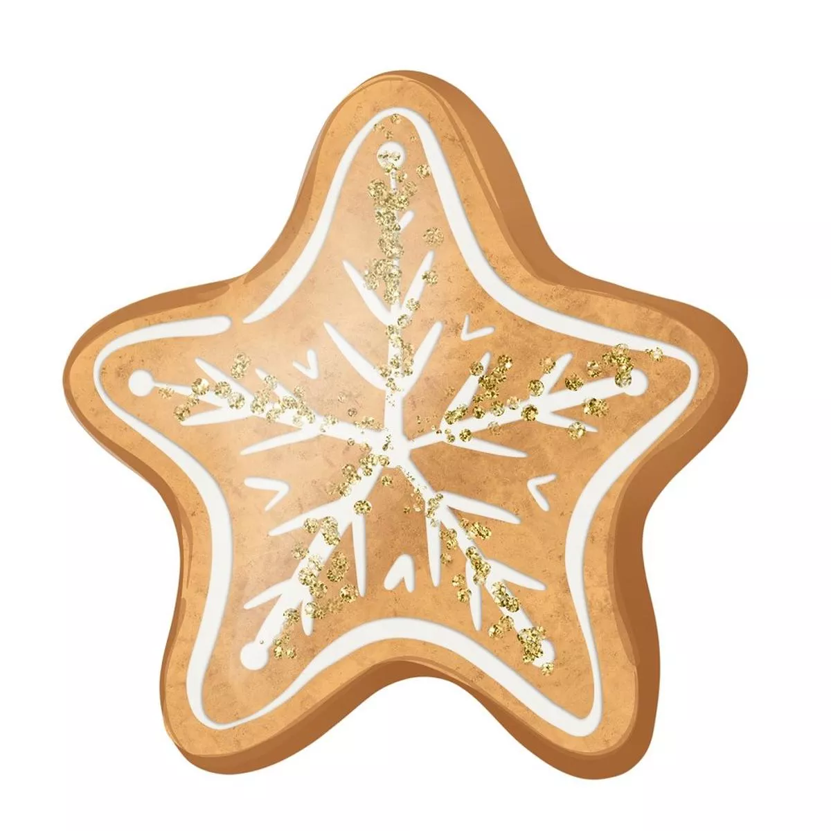 Gingerbread Star Fabric Panel – White