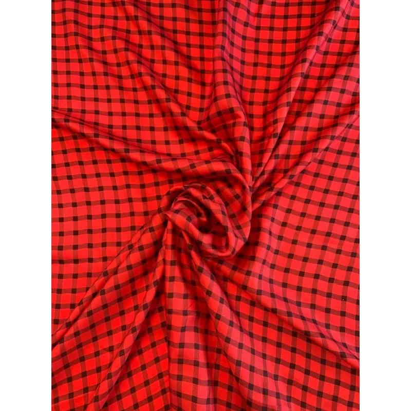 gingham-check-printed-fine-silk-twill-red-black Gingham Check Printed Fine Silk Twill – Red / Black