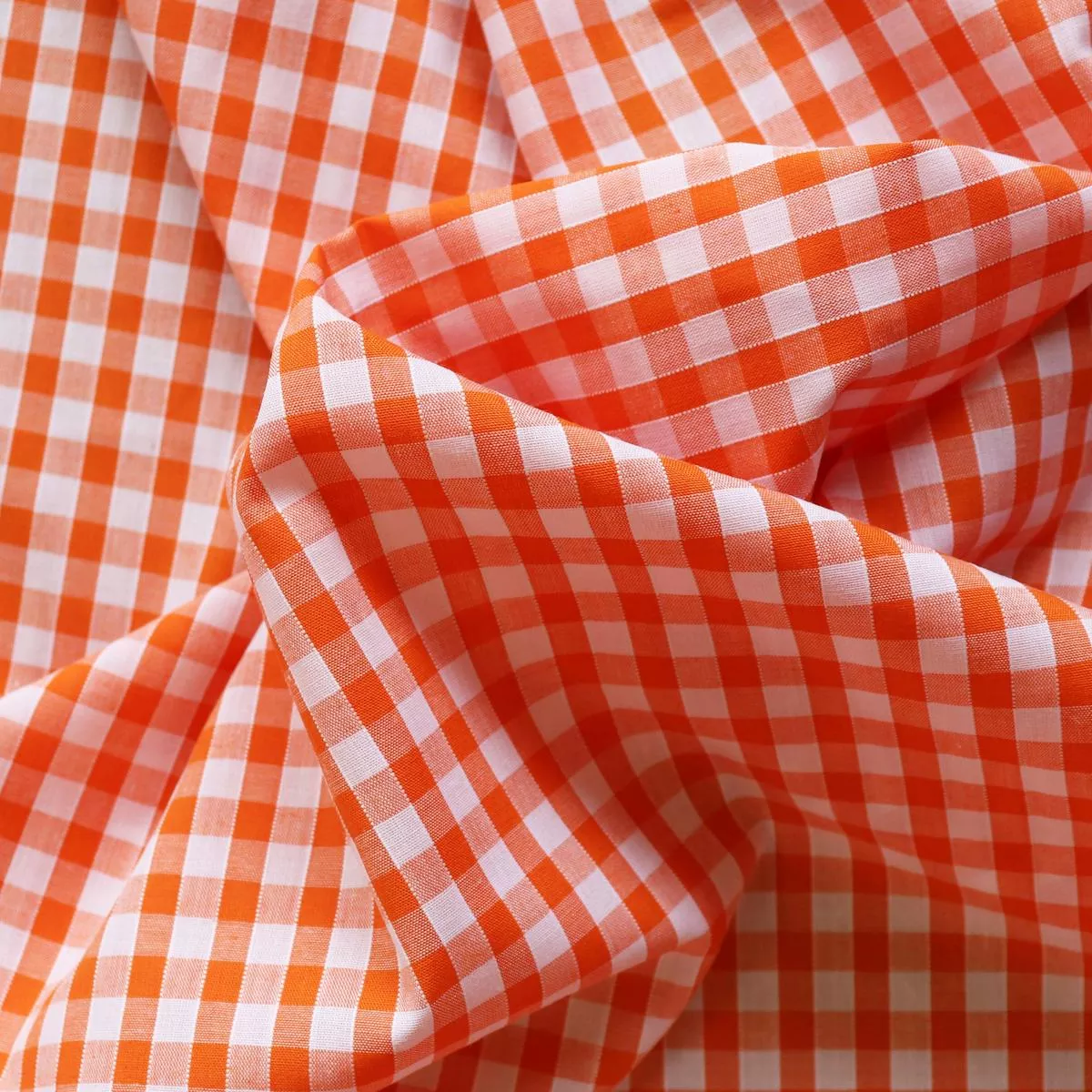 gingham-yarn-dyed-cotton-poly-orange-sale Gingham Yarn Dyed Cotton Poly – Orange – SALE
