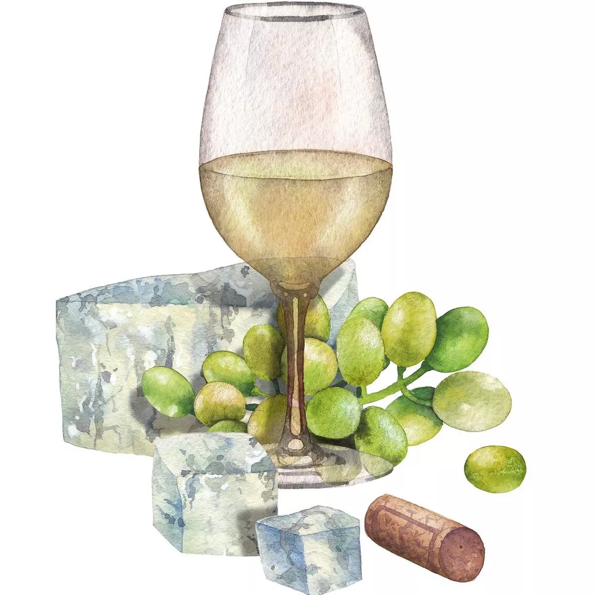 glass-white-wine-cheese-fabric-panel Glass Of White Wine & Cheese Fabric Panel