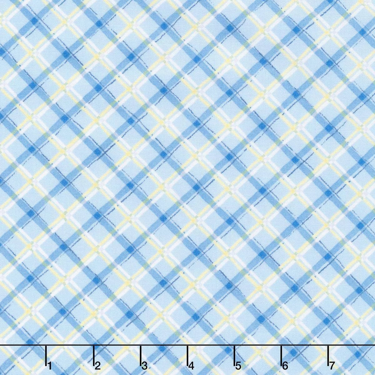 Gnome-Grown – Plaid Blue Yardage