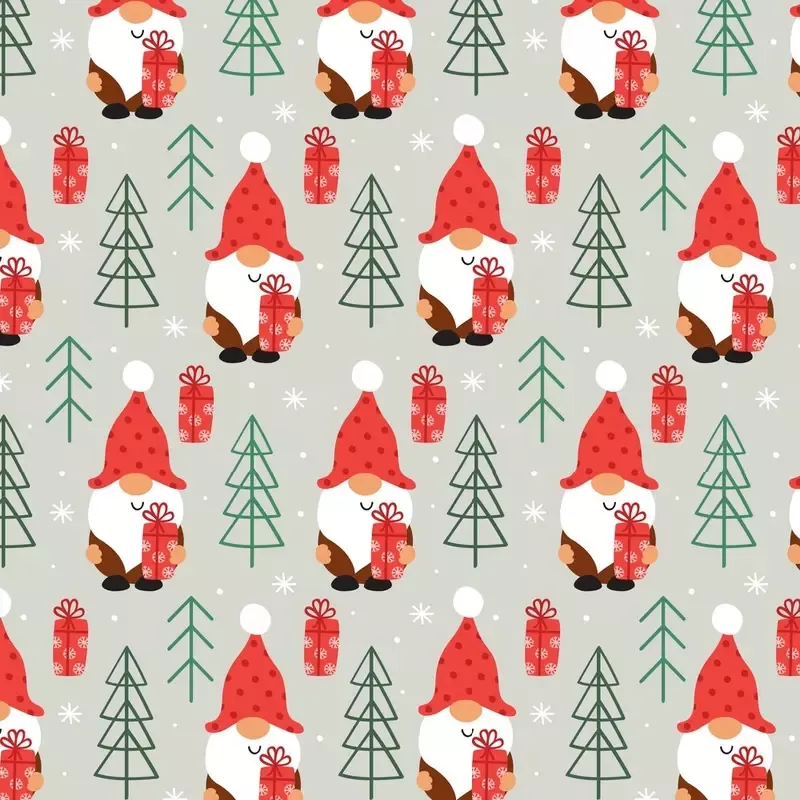 gnome-with-christmas-present-fabric-gray Gnome With Christmas Present Fabric – Gray