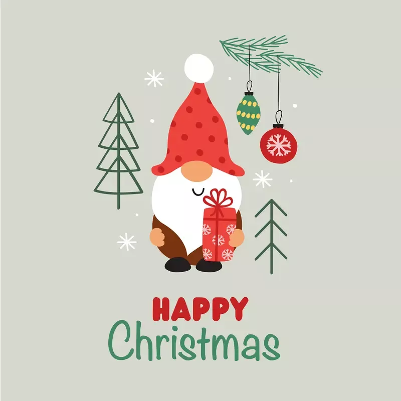 gnome-with-christmas-present-fabric-panel-gray Gnome With Christmas Present Fabric Panel – Gray