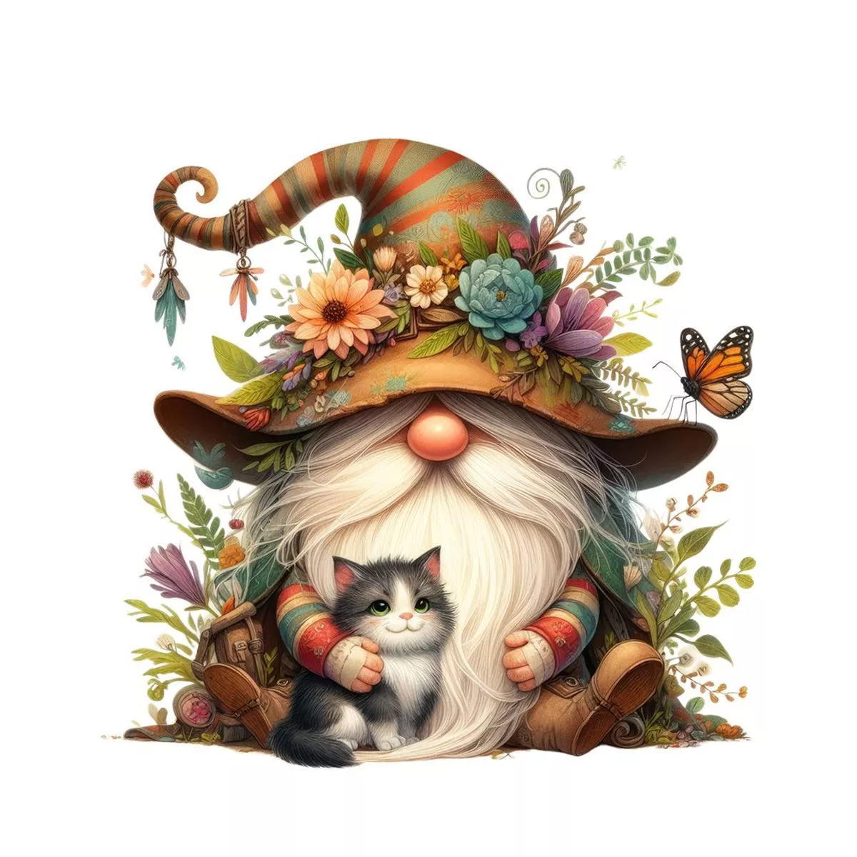 gnomes-animals-cat-4-fabric-panel Gnomes & Animals Cat #4 Fabric Panel