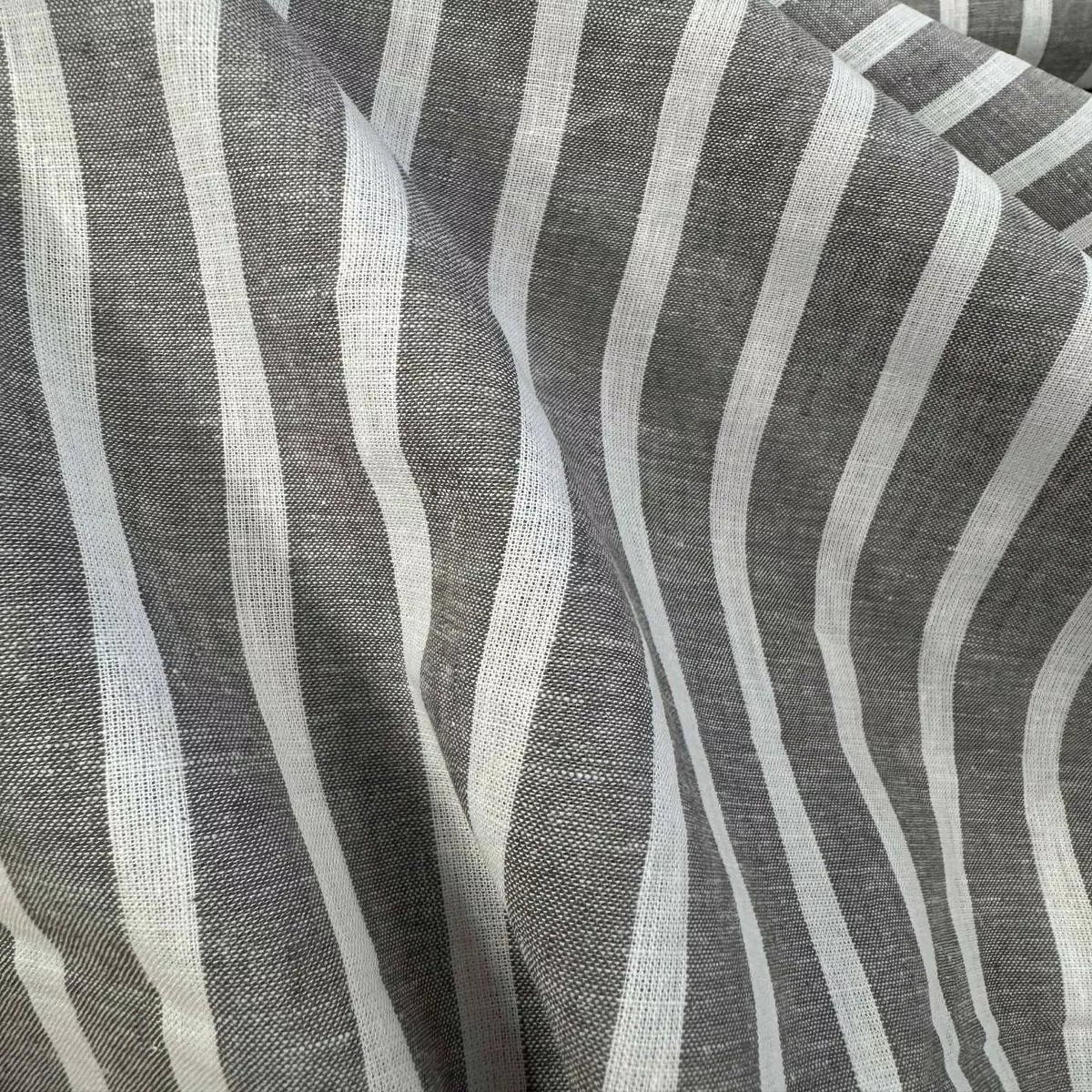 Gray & White Stripe 100% Cotton Chambray Fabric
