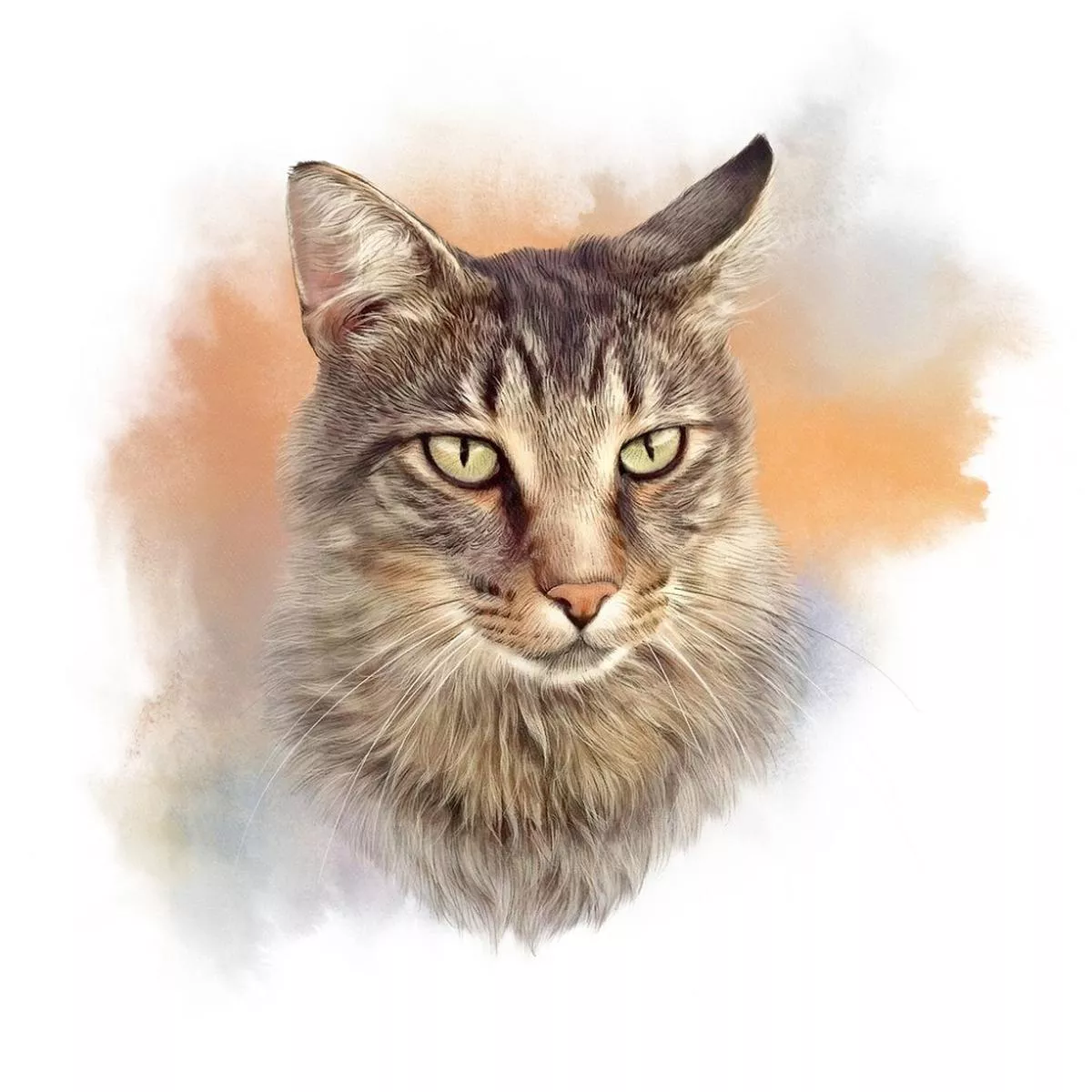 green-eyed-cat-portrait-fabric-panel-variation-2 Green Eyed Cat Portrait Fabric Panel Variation 2