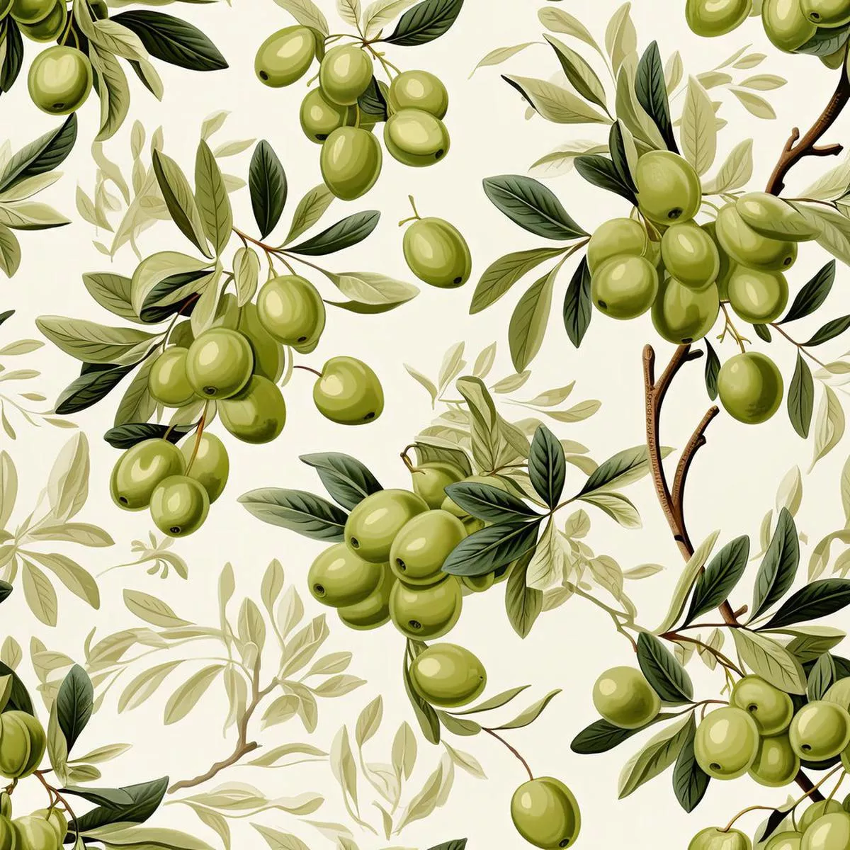 Green Olives Garden Pattern #4 Fabric