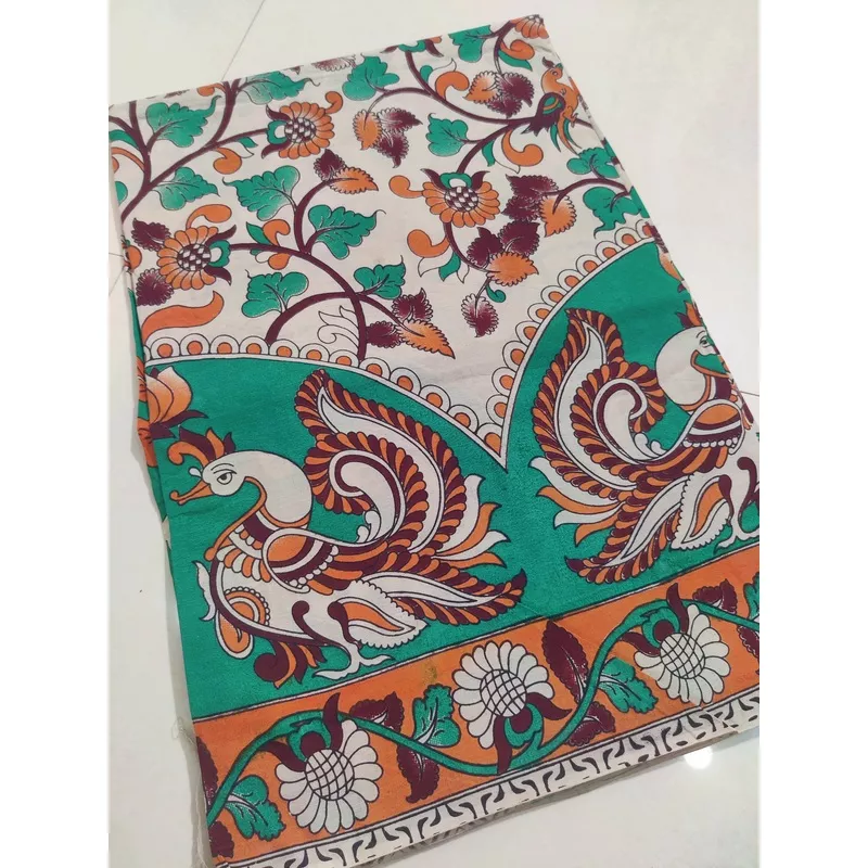 green-printed-cotton-kalamkari-saree-07 GREEN- PRINTED COTTON KALAMKARI SAREE 07