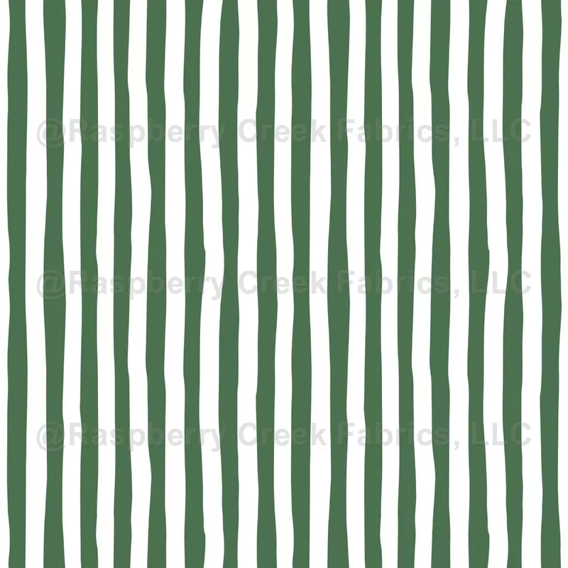 Green & White Wonky Stripes