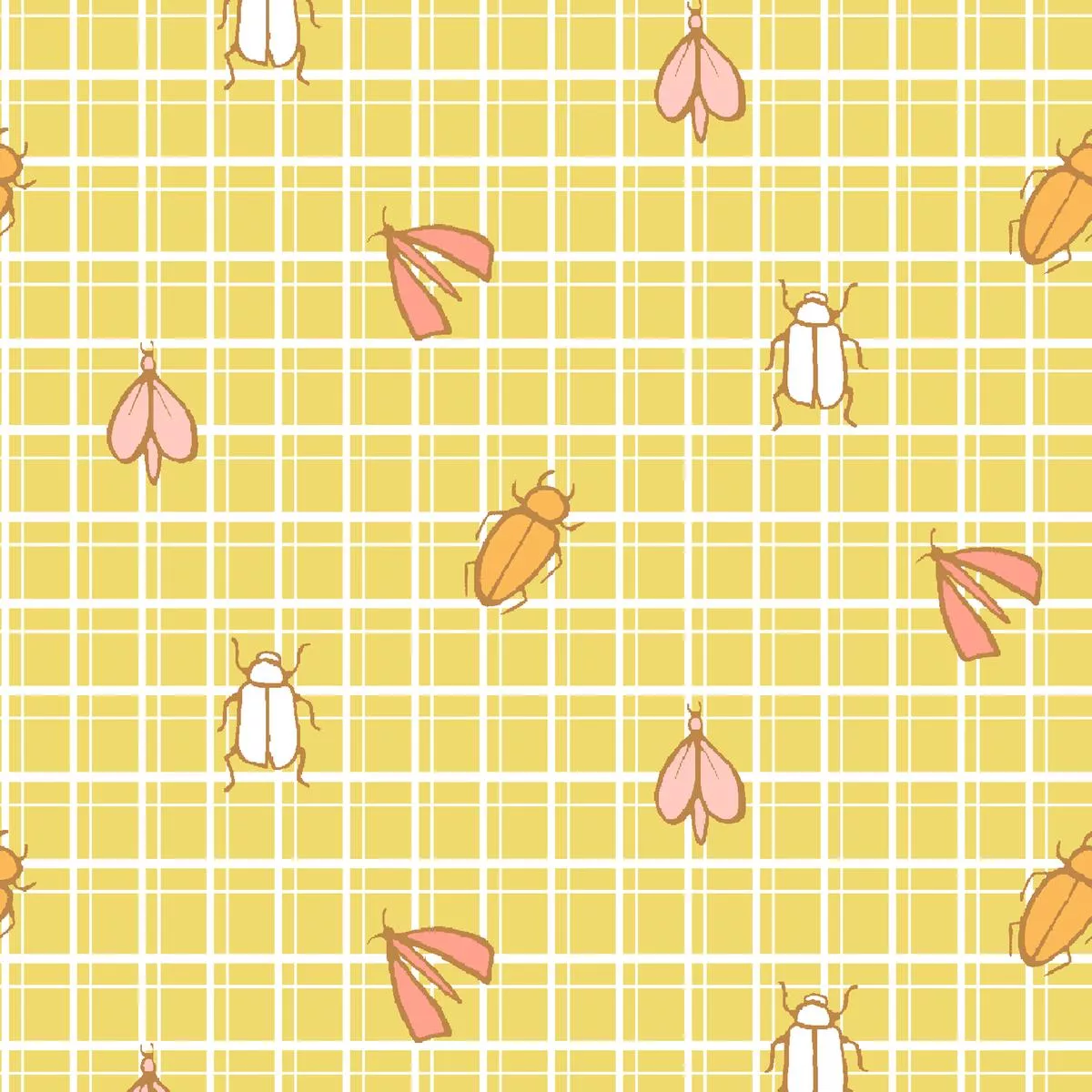 grid-critters-in-yellow-fabric Grid Critters in Yellow Fabric