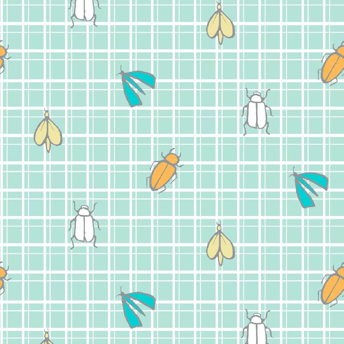 grid-critters-on-mint-fabric Grid Critters on Mint Fabric